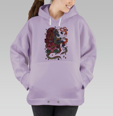 Тёмный единорог и змея в стиле неотрадишнл, Hoodie Oversize Fiolet