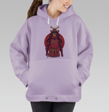 Самурай в боевой позе с красным кругом, Hoodie Oversize Fiolet