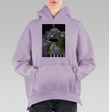Маленький друг и зеленый лягушонок в ночи, Hoodie Oversize Fiolet, утепленная