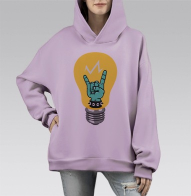 Бунт., Hoodie Mono Fiolet, оверсайз, утепленная
