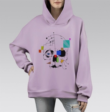 Череп, Hoodie Mono Fiolet, оверсайз, утепленная