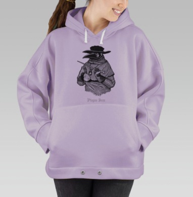 Стилизованный портрет средневекового чумного доктора, Hoodie Oversize Fiolet