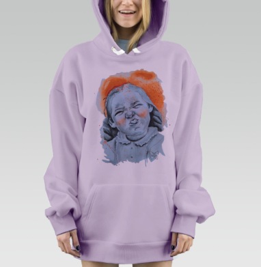 Милая девочка с кривлянием и радужными акцентами, Hoodie Mjhigh Dig Mel, Fiolet, утепленная