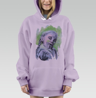 Озорная девочка с косами в динамике, Hoodie Mjhigh Dig Mel, Fiolet, утепленная