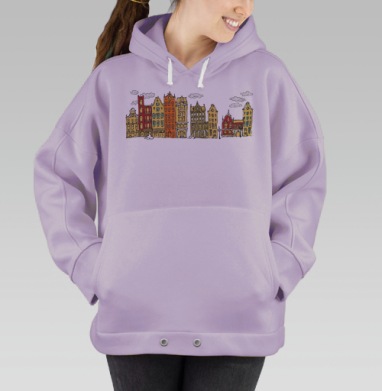 Открытка с видом Амстердама в стиле hand-drawn, Hoodie Oversize Fiolet