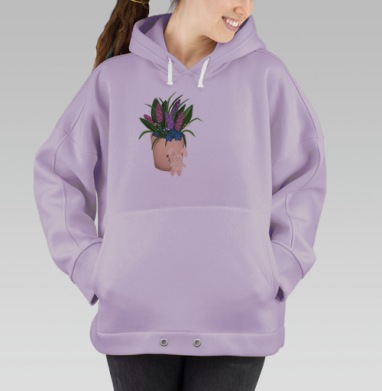 Цветы и кролик, Hoodie Oversize Fiolet
