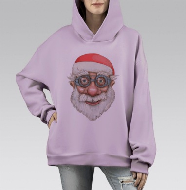 Эксцентричная улыбка Санты изобретателя, Hoodie Mono Fiolet, оверсайз, утепленная