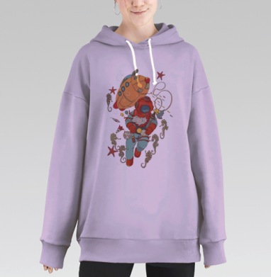 Deep Blue Christmas, Hoodie Long Oversize Fiolet