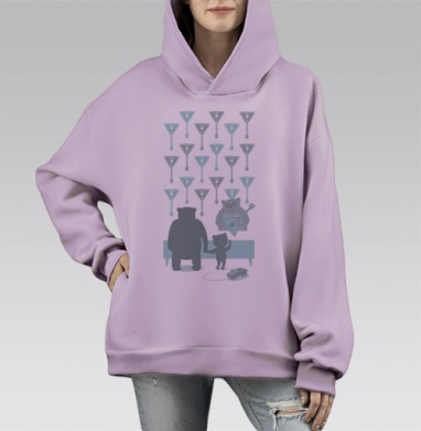 День рождения, Hoodie Mono Fiolet, оверсайз, утепленная