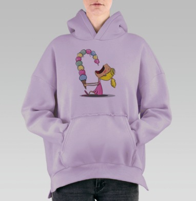 Девочка с мороженным, Hoodie Oversize Fiolet, утепленная