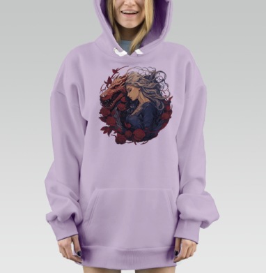 Дракон и Красавица: Гармония Сил и Красоты, Hoodie Mjhigh Dig Mel, Fiolet, утепленная