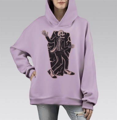 Скелет в костюме: стильный выход из гроба, Hoodie Mono Fiolet, оверсайз, утепленная