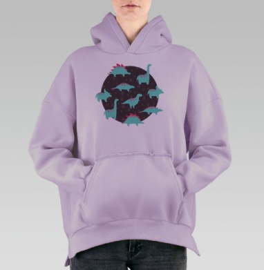 Dinosaurs, Hoodie Oversize Fiolet, утепленная