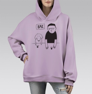 Dog, Hoodie Mono Fiolet, оверсайз, утепленная