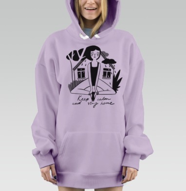 Спокойствие и гармония в дождливый день, Hoodie Mjhigh Dig Mel, Fiolet, утепленная