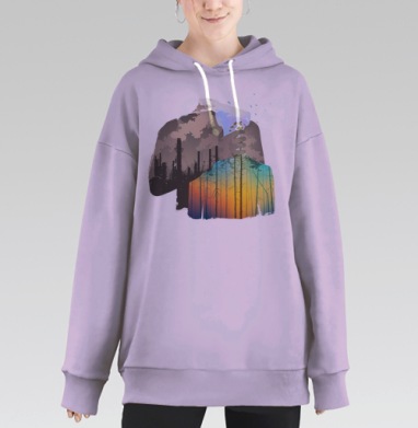 Двойная экспозиция — природа vs индустрия, Hoodie Long Oversize Fiolet