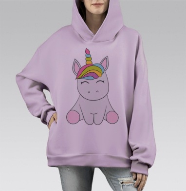 Милый мультяшный единорог для детских товаров, Hoodie Mono Fiolet, оверсайз, утепленная
