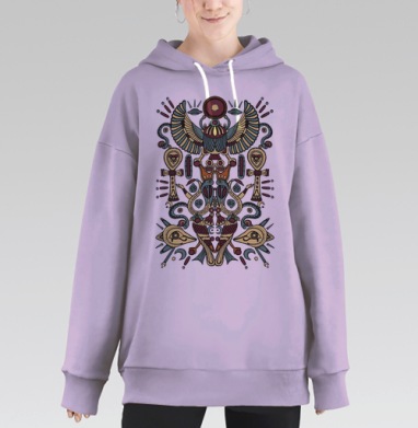 Мистический египетский скарабей с крыльями, Hoodie Long Oversize Fiolet