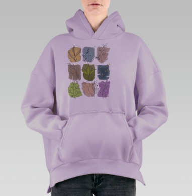 Минималистичные ботанические акварельные панели, Hoodie Oversize Fiolet, утепленная