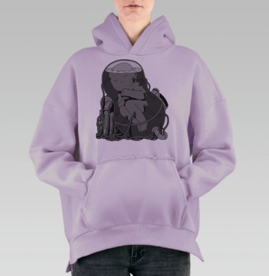 Эмбрион в футуристической капсуле, Hoodie Oversize Fiolet, утепленная