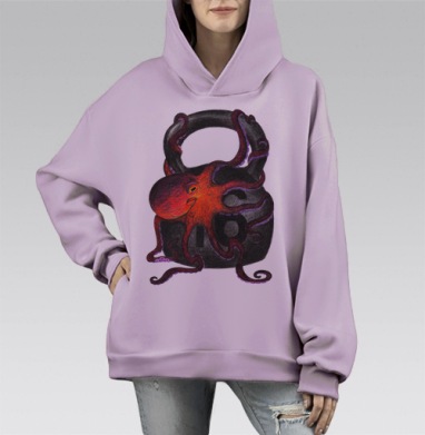 Ещё один подход, Hoodie Mono Fiolet, оверсайз, утепленная