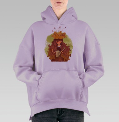 Девушка с огненно-рыжими волосами и лейкой, Hoodie Oversize Fiolet, утепленная