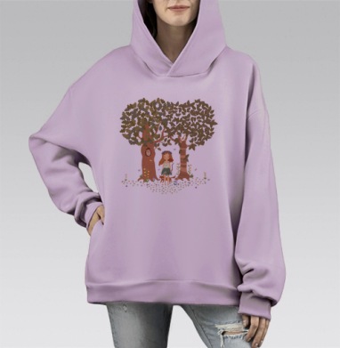 Фэйри, Hoodie Mono Fiolet, оверсайз, утепленная