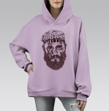 Стилизованный портрет кубинского бородатого героя, Hoodie Mono Fiolet, оверсайз, утепленная