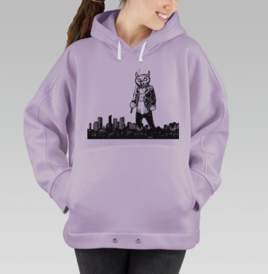 Гигантский бунтарский совенок с катаной, Hoodie Oversize Fiolet