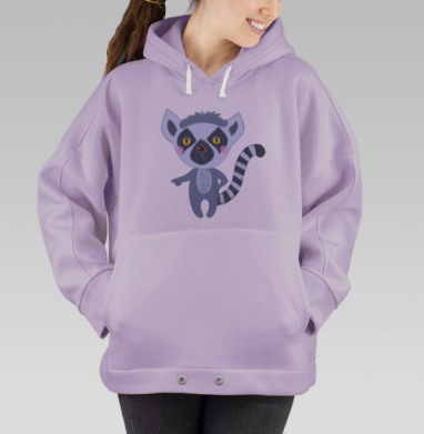 Милый лемур с игривым указующим жестом, Hoodie Oversize Fiolet