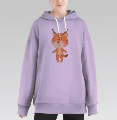 Милый рыже-коричневый лисенок с пятнами, Hoodie Long Oversize Fiolet