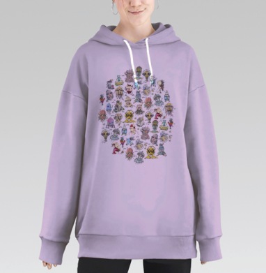 Уникальные роботы-шутники в пастельных тонах, Hoodie Long Oversize Fiolet