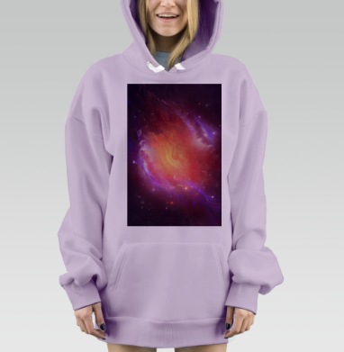 Величественная космическая туманность с пульсацией, Hoodie Mjhigh Dig Mel, Fiolet, утепленная