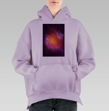 Величественная космическая туманность с пульсацией, Hoodie Oversize Fiolet, утепленная