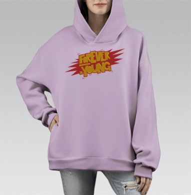 Forever young, Hoodie Mono Fiolet, оверсайз, утепленная