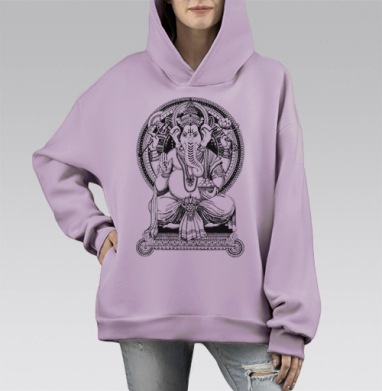 Ганеша, Hoodie Mono Fiolet, оверсайз, утепленная