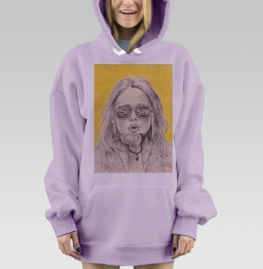 Девушка с воздушным поцелуем в солнечных очках, Hoodie Mjhigh Dig Mel, Fiolet, утепленная