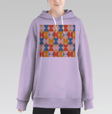 Геометрический паттерн в стиле Mid-Century Modern, Hoodie Long Oversize Fiolet