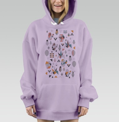 Геометрическая гармония с индейскими мотивами, Hoodie Mjhigh Dig Mel, Fiolet, утепленная