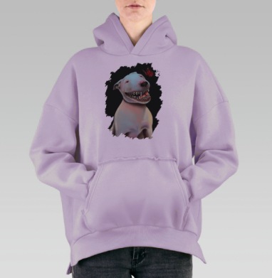 Жизнерадостный бультерьер, Hoodie Oversize Fiolet, утепленная