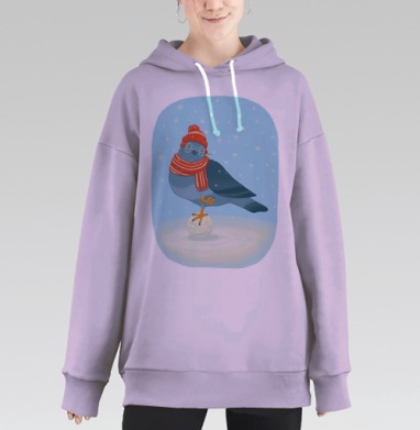 Голубь в шапке, Hoodie Long Oversize Fiolet
