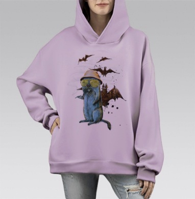 Гонзо сурок, Hoodie Mono Fiolet, оверсайз, утепленная