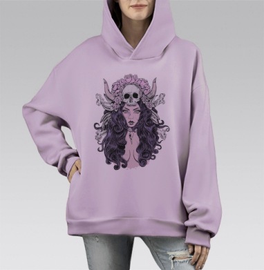 Готическая женщина, Hoodie Mono Fiolet, оверсайз, утепленная