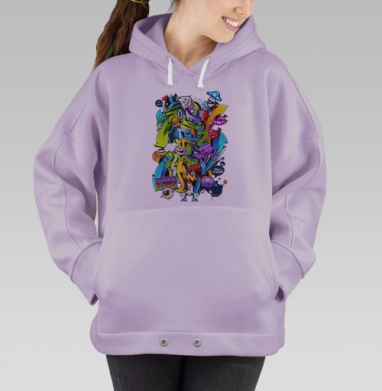 Яркий граффити-калейдоскоп с мультяшным сюрреализмом, Hoodie Oversize Fiolet