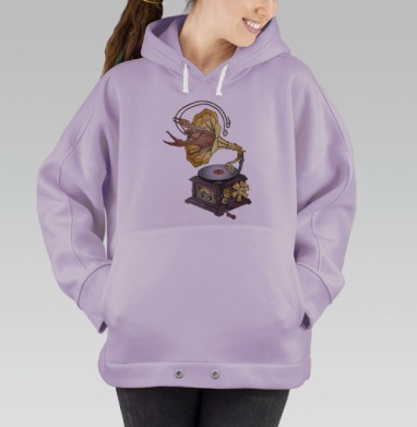 Сюрреалистичный граммофон с раком в стимпанк стиле, Hoodie Oversize Fiolet