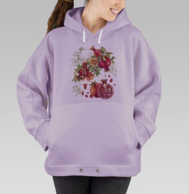 Ботаническая иллюстрация Гранат обыкновенный, Hoodie Oversize Fiolet
