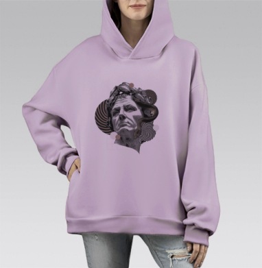 Классический бюст со змей в стиле Dark Academia, Hoodie Mono Fiolet, оверсайз, утепленная