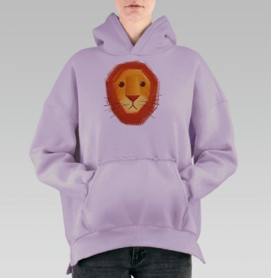 Грустный лев, Hoodie Oversize Fiolet, утепленная