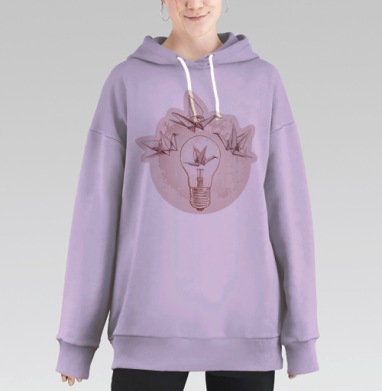 Журавли оригами, Hoodie Long Oversize Fiolet