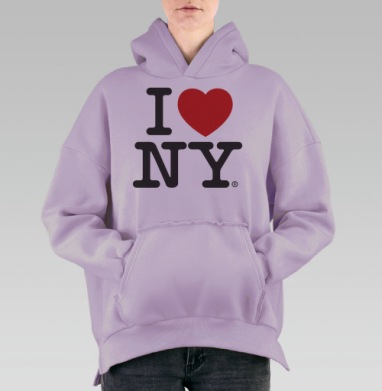 I Love NY, Hoodie Oversize Fiolet, утепленная